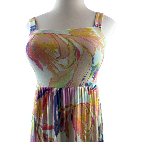 Soma Wknd Soft Jersey Trapeze Maxi Bra Dress Tiered in Fresh Tropical Medium - Picture 4 of 16